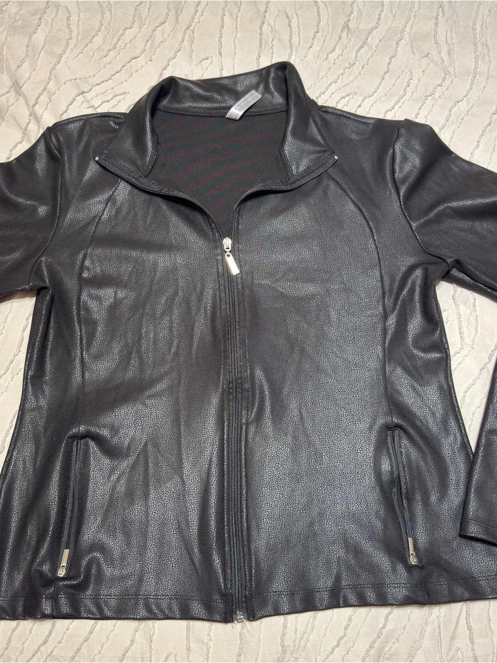 Women's Black Faux Leather Zip-Front Jacket